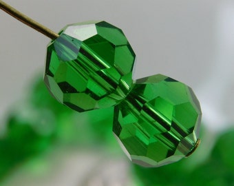 Faceted Round 10mm Disco Ball Crystal Beads Dark Green  (Qty 6) PH-DB10-DG2