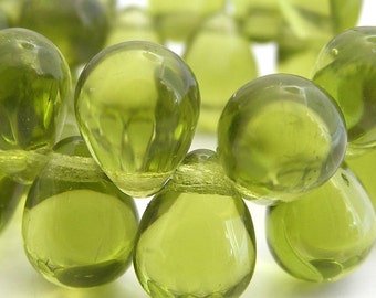 Czech Glass Teardrop Beads 8x6mm Glass Beads (16pk) Transparent Olivine Green SI-8x6D-OG