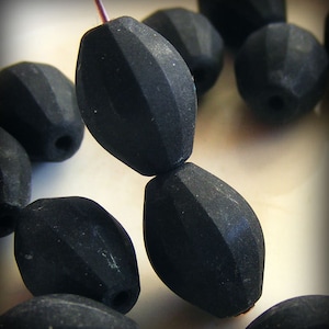 Czech Glass Global Melon Beads 12x9mm Matte Black 10 pk SRB-12x9G-BM image 1