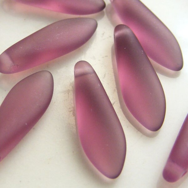 Czech Glass Dagger Beads 16x5mm Matte Amethyst Purple (10pk) SI-16x5D-MAP