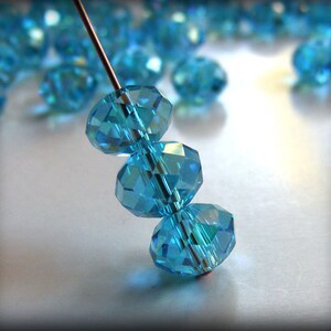 Faceted Rondelle Barbados Blue AB 8x5mm Asian Crystal Bead Qty 12 UK-8x5R-BBAB image 1