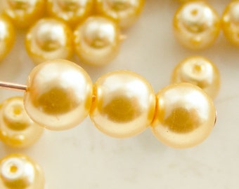 4mm Glass Pearl Beads Round Champagne (Qty 25) Z-4P-CH