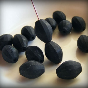 Czech Glass Global Melon Beads 12x9mm Matte Black 10 pk SRB-12x9G-BM image 2