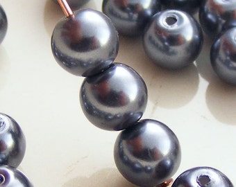 6mm Glass Pearl Beads Round Gray (Qty 16) Z-6P-GRAY