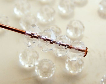 Crystal Beads 4x3mm Faceted Rondelles Crystal Abacus (Qty 25) MW-4x3R-CRY
