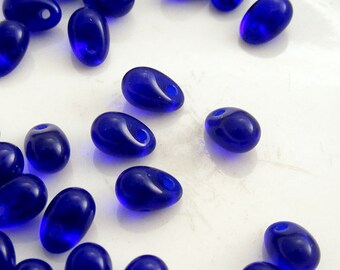 Czech Teardrop Beads 6x4mm Cobalt Blue Glass (20pk) SRB-6x4D-CB