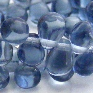 Czech Glass Teardrop Beads 6x4mm Transparent Montana Blue Fringe (20pk) SI-6x4D-MON