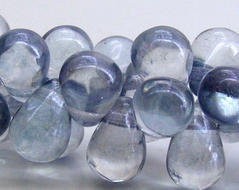 Czech Glass Teardrop Beads 6x4mm Fringe Transparent Blue  (20pk) SI-6x4D-TBL