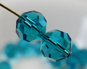 Faceted Round 10mm Disco Ball Crystal Beads Teal  (Qty 6) PH-DB10-Teal