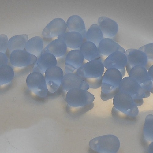 Verre tchèque en forme de goutte perles 6x4mm perles de verre (20CV) mat clair saphir SI-6x4D-MLSAPP