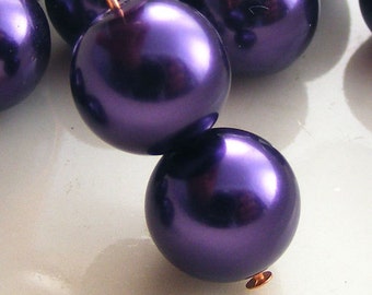 10mm Glass Pearl Beads Round Deep Purple (Qty 12) Z-10P-DP