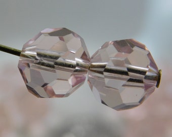 Crystal Beads 10mm Faceted Round Disco Balls Pale Pink (Qty 6) PH-DB10-PP