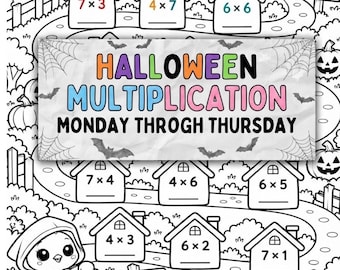 Halloween-Mathe-Arbeitsblätter zum Einmaleins mit Lösungsblättern