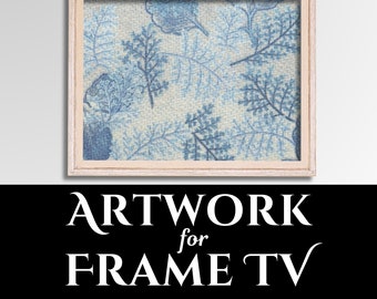 Samsung frame tv art | cottagecore | floral design | blue and grey | tapestry look | hygge decor | instant download | digital tv art