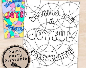 Happy Juneteenth Painting Template Kit, Black Emancipation Pre Drawn Canvas, Freedom Day Sip & Paint Party Toolkit Church, Instant Download