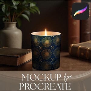 Frosted Glass Candle Mockup for Procreate: Moody Dark Academia or Cozy Farmhouse Editable Mock Up Template (Digital Download)