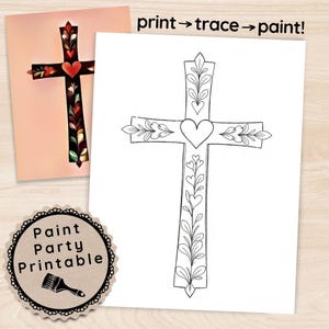 Paint and Sip Printable Cross Religious, Paint Party Printable Faith, Easter Activity Church Bible Group Canvas Template, Instant Download,
