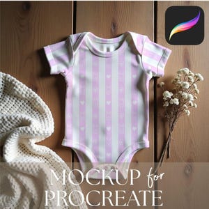 Säugling Bodysuit Mockup: Boho Flatlay Body für Babies, Mustervorlage (Digitaler Download, Procreate Datei)