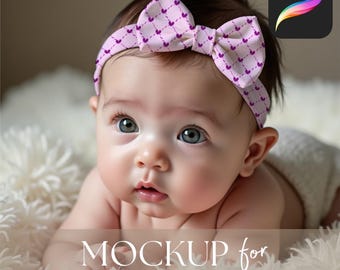 Baby’s Hair Bow Procreate Mockup: Infant Girls Fabric Headband Template (Digital Download, Procreate Only)