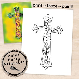 Christian Faith Sip and Paint Template, DIY Art Kit, Creative Vacation Bible Study Group Activity, Digital Download for Church Paint Parties