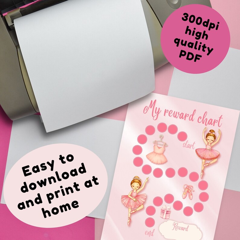 Printable Reward Chart, Ballerina Reward Chart Pink, Toddler Potty ...