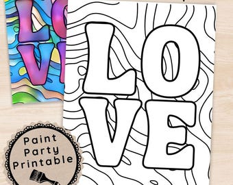 Adult Paint Party Printable Canvas Templates, DIY Date Night Painting Kit for Couples, Instant Download Pre-drawn Painting Stencils