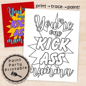 Mothers Day Sip and Paint Canvas Kit, Sweary Mom Gifts, DIY Adult Painting Party, Sassy Women Art Activity, Instant Download Craft Supplies