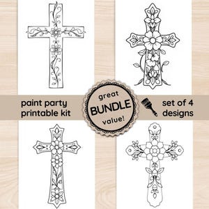 Sip and Paint Faith BUNDLE, Church Paint Parties Printable Template Easter, Sunday School DIY Art Stencil for Kids, Instant Digital Download