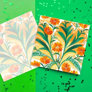 Carte imprimable de souci, carte de voeux aquarelle de souci, carte vierge pour elle, fleur de naissance d'octobre, art de fleur de souci, téléchargement immédiat