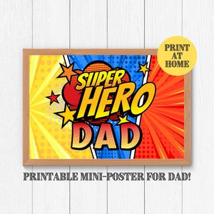 Vatertagsgeschenke, diy Papa Geschenk druckbares Mini Poster, Comic Superheld Print bunt, Vatertag Wand Kunst für ihn, digitaler Download