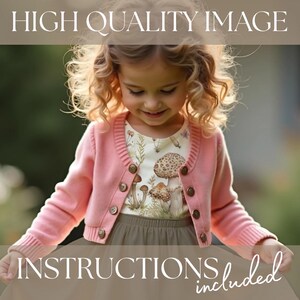 high quality procreate mock up template with instructions, mushroom cottagecore seamless pattern t-shirt under a pink cardigan, with a neutral brown gathered skirt