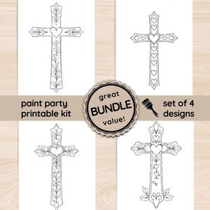Paint and Sip Party Faith BUNDLE, DIY Painting Party Printables, Religious Art Templates, Easter Canvas Designs, Fun Paint Night Activities