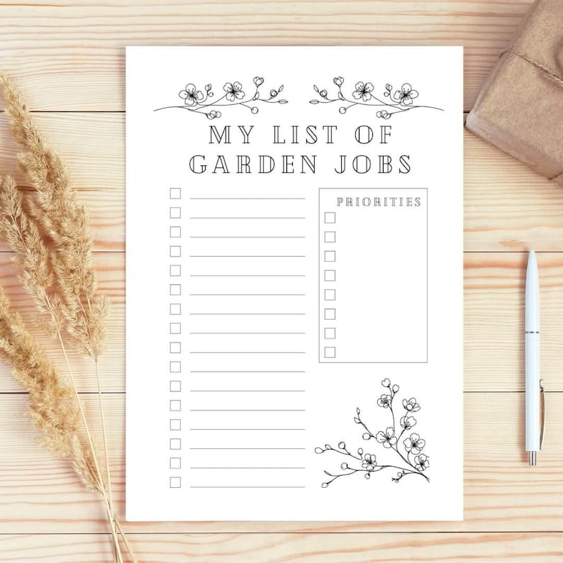 Printable Gardening Checklist, Printable to Do List for Gardeners, Digital Gardening to Do List ...