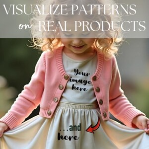 your image here double seamless file procreate mockup for kids fashion clothing, high quality 300 dpi realistic and easy to use drag and drop mock-up editable template
