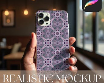 iPhone Tough Case Mockup for Procreate: Cellphone Cover Editable Template, Smartphone Mock Up (Digital Download, Procreate Only)