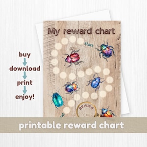 Printable reward chart kids, chores reward chart, toddler potty rewards chart printable, behavior chart digital, instant digital download