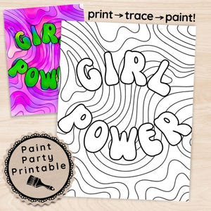 self love paint and sip, empowering girls night paint party kit, pre-drawn canvas, DIY art with instructions, DIY art for empowerment events