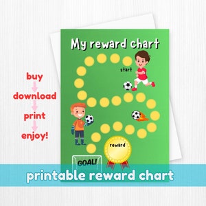 Reward chart, toddler reward chart printable, diy sticker chart, kids routine chart, soccer behavior reward chart, instant digital download