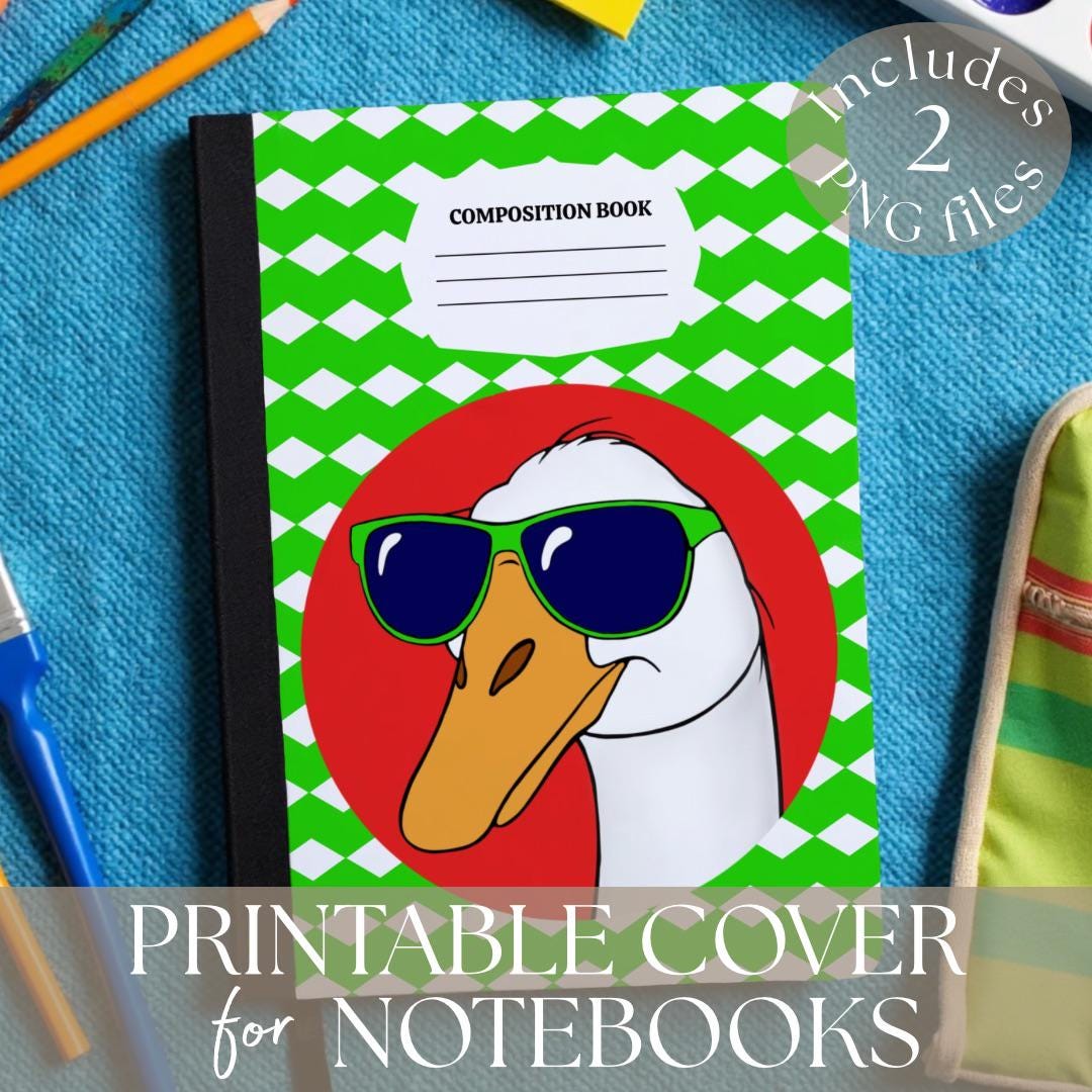 Notebook Goose Silly Goose Printable Composition Notebook Cover: Funny Back to School ...