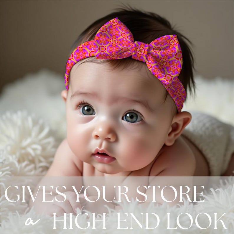 Trending coquette hair bow mock up for procreate, with a cute baby lying on a blanket, gives your online store a high end look