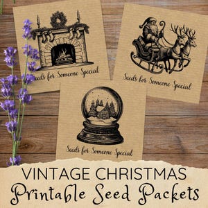Enveloppes de graines de Noël, Cadeaux de remerciement pour les jardiniers, Sachets de graines de Noël traditionnels, Enveloppe de graines pour bas de Noël, Sachet de graines imprimable