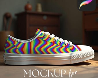 Sneakers Mockup for Procreate, Seamless Pattern Design Template, Streetwear Realistic Editable Mockup Shoes, Etsy Sellers Instant Downloads