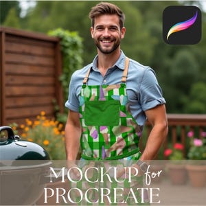 Men’s Barbecue Apron Mockup for Procreate: Masculine Fabric Editable Template (Digital Download, Procreate Only)