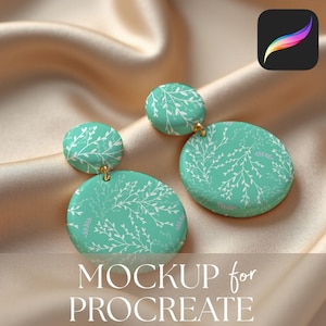 Polymer Clay Earrings Mockup for Procreate, Easy Drag & Drop Handcrafted Jewelry Template, Editable Hand Made Jewellery Mock Up (Digital)
