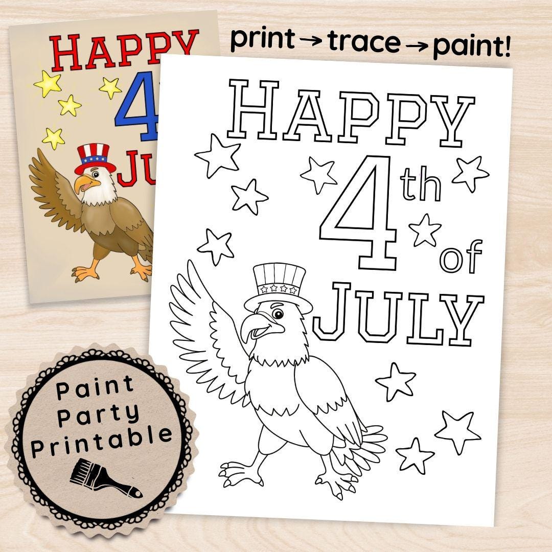 4th of July Paint Party Printable Kit, DIY Art for Sip and Paint Events ...