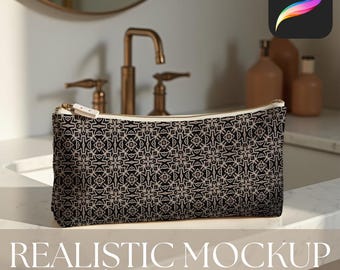 Toiletry Bag Mockup for Procreate: Seamless Pattern Template (Digital Download)