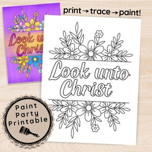 Tema Juvenil SUD 2025, Kit de manualidades "Mirad a Cristo", Plantilla de arte religioso imprimible, Actividad de D. y C. 6:36, Pintura en lienzo prediseñada para colorear