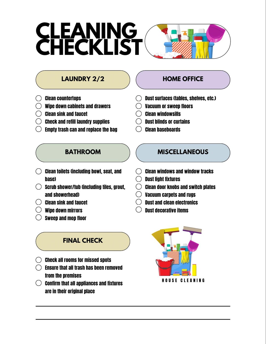 Monthly Cleaning Checklist Keep Your Home Spotless Year-round - Etsy