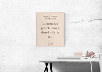 Cat Mom Affirmations Printable Art: Minimal Boho Home Decor (Digital Download)