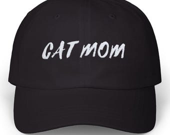 Cappellino da baseball ricamato con scritta "Cat Mom", regalo per gli amanti dei gatti